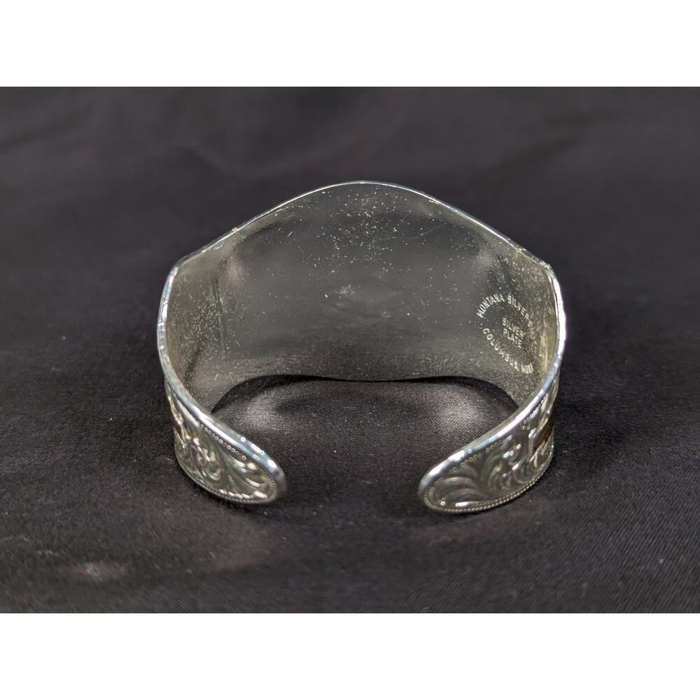 Montana Silversmiths Western Cuff Bracelet Silver Plated Scrollwork Geometric - Picture 8 of 12
